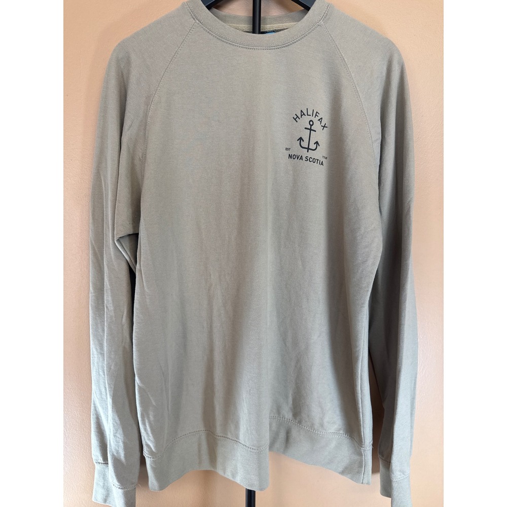 Coastal Culture Halifax Nova Scotia Anchor Sweatshirt Mens Large Tan Raglan L